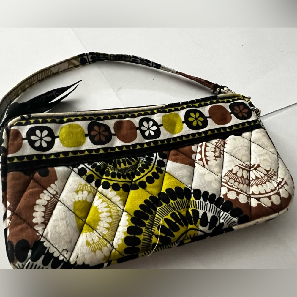 Vera Bradley Quilted Clutch in Yellow, Brown, and Black